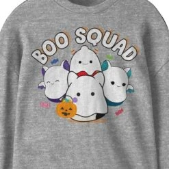Squishmallows Halloween Boo Squad Youth Heather Gray Long Sleeve Tee
