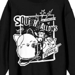 Squishmallows In Concert Crew Neck Long Sleeve Black Adult Sweatshirt