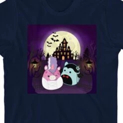 Squishmallows Halloween Forest And Moon Youth Blue Short Sleeve Tee