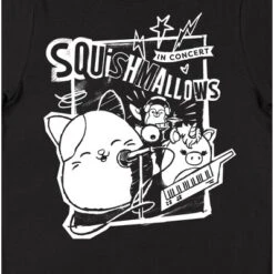 Squishmallows Concert Rock Out Women's Black Graphic Short Sleeve Crew Neck Tee
