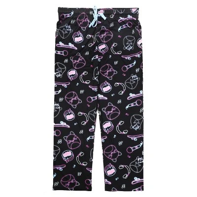 Squishmallows Neon Line Art AOP Women's Black Sleep Pajama Pants 3 Squishmallows Neon Line Art AOP Women's Black Sleep Pajama Pants - Image 3