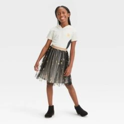 Girls' Squishmallows Cat Hooded Dress - White/Black -Squishmallows GUEST dcec7f9d 4496 4a91 97ea 6ea86b2ebc12