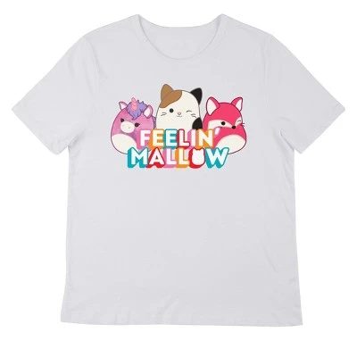 Squishmallows Feelin' Mallow Rainbow Block Text Crew Neck Short Sleeve Women's White T-shirt 2 Squishmallows Feelin' Mallow Rainbow Block Text Crew Neck Short Sleeve Women's White T-shirt - Image 2